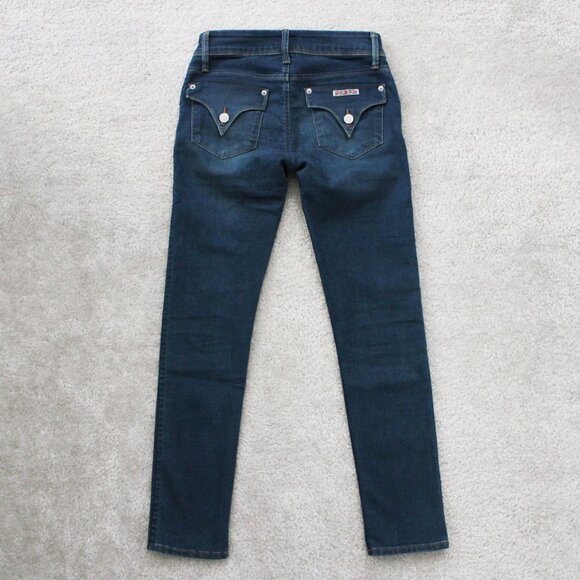 Hudson Collin Dark Wash Low Rise Skinny Leg Ankle Denim Jeans w/ Flap Pockets 24 - Picture 2 of 8
